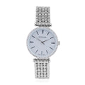 STRADA 10th ANNIVERSARY SPECIAL White Austrian Crystal Japanese Movement Watch in Silvertone with Beaded Textured Strap - Sticky add to cart bar