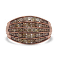 DOORBUSTER Natural Champagne Diamond Multi Half Eternity Band Ring in Rhodium and Vermeil Rose Gold Over Sterling Silver (Size 8.0) 1.50 ctw - Sticky add to cart bar