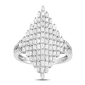 DOORBUSTER Diamond Elongated Ring in Platinum Over Sterling Silver 1.00 ctw - Sticky add to cart bar