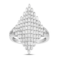 DOORBUSTER Diamond Elongated Ring in Platinum Over Sterling Silver 1.00 ctw
