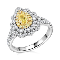 Modani Natural Yellow and White Diamond SI 1.25 ctw Ring in 14K White Gold 4 Grams (Del. in 10-12 Days)