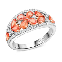 Labour Day Doorbuster Deal Modani 14K White Gold Padparadscha Sapphire, Diamond (0.29 cts) Ring (Size 10.0) (Del. in 10-12 Days) 1.85 ctw