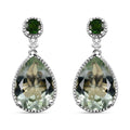 Montezuma Prasiolite and Multi Gemstone 9.90 ctw Drop Earrings in Rhodium Over Sterling Silver - Sticky add to cart bar