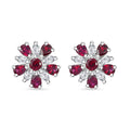 D'Joy Premium Anthill Garnet and White Zircon 3.40 ctw Floral Earrings in Rhodium Over Sterling Silver - Sticky add to cart bar