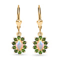Premium Ethiopian Welo Opal, Chrome Diopside Sunburst Lever Back Earrings in 18K Vermeil YG Over Sterling Silver 1.40 ctw - Sticky add to cart bar