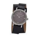 Strada Austrian Crystal Japanese Movement Watch with Black Faux Leather 2 Row Strap (35.05mm) - Sticky add to cart bar