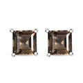 Brazilian Smoky Quartz Solitaire Stud Earrings in Sterling Silver 3.75 ctw - Sticky add to cart bar