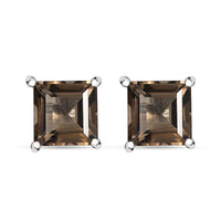 Brazilian Smoky Quartz Solitaire Stud Earrings in Sterling Silver 3.75 ctw