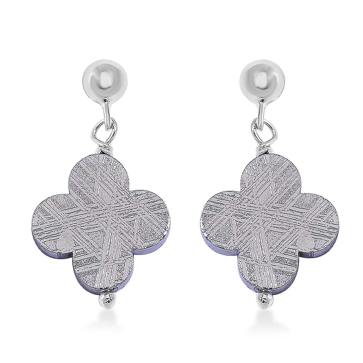 Marvelous Meteorites Beaded Clover Earrings in Rhodium Over Sterling Silver