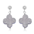 Marvelous Meteorites Beaded Clover Earrings in Rhodium Over Sterling Silver - Sticky add to cart bar