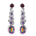 Nebula Quartz Doublet and Multi Gemstone 4.35 ctw Cosmic Dance Radiance Earrings in Rhodium Over Sterling Silver - Sticky add to cart bar