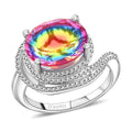 Premium Nebula Quartz Doublet Solitaire Ring in Rhodium Over Sterling Silver (Size 10.0) 5.00 ctw - Sticky add to cart bar