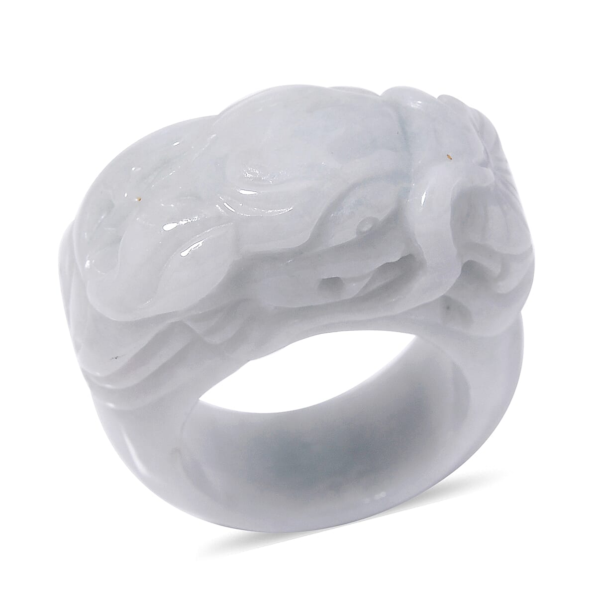 Natural Jade Carved Dragon Band Ring (Size 5) 94.50 ctw