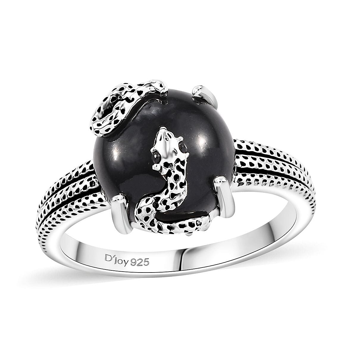 California Black Jade, Thai Black Spinel Ring in Sterling Silver (Size 10.0) 9.15 ctw