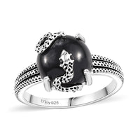 California Black Jade, Thai Black Spinel Ring in Sterling Silver (Size 10.0) 9.15 ctw