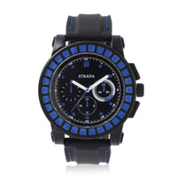 STRADA Japanese Movement Blue Scale Dial Watch with Black Silicone Strap