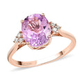 Certified & Appriased Luxoro AAA Martha Rocha Kunzite and G-H I1 Diamond 3.45 ctw Ring in 14K Rose Gold (Size 8.5) - Sticky add to cart bar