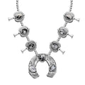 Doorbuster Artisan Crafted White Buffalo Squash Blossom Necklace (18 Inches) in Black Oxidized Sterling Silver 18.50 ctw - Sticky add to cart bar