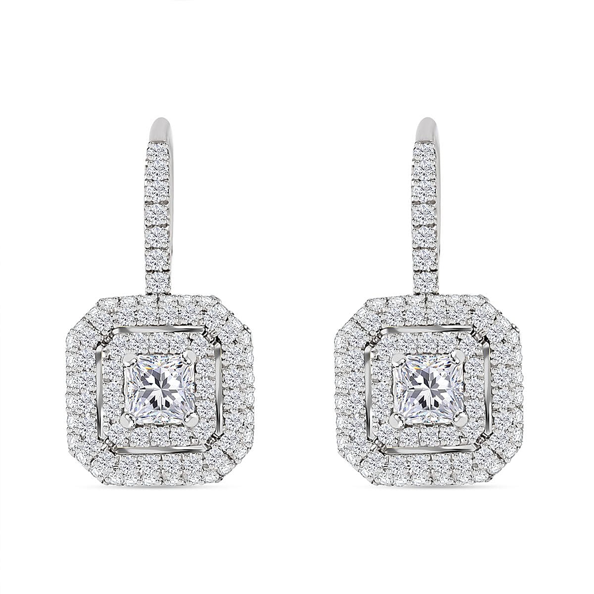 Modani Asscher Cut Diamond 1.00 ctw Lever Back Earrings in 950 Platinum 4.50 Grams (Del. in 10-12 Days)