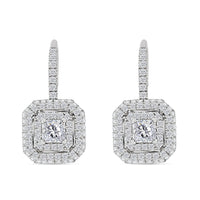 Modani Asscher Cut Diamond 1.00 ctw Lever Back Earrings in 950 Platinum 4.50 Grams (Del. in 10-12 Days)