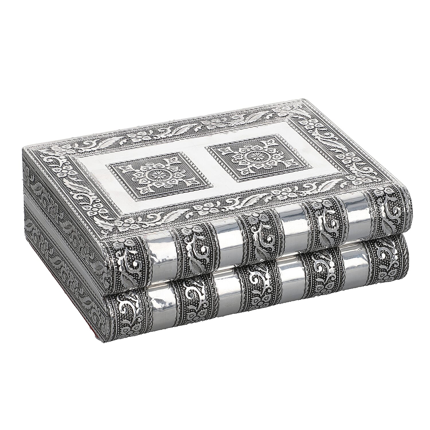 Aluminum Embossed Jewelry Box with Anti Scratch Velvet Interior (6"x4.5")