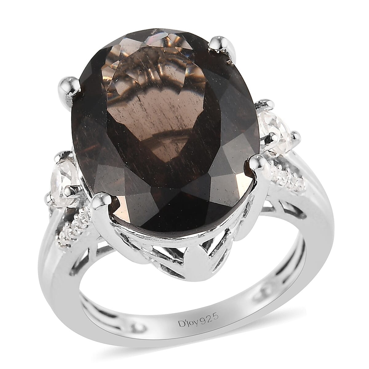 Columbianite and Natural White Zircon Ring in Platinum Over Sterling Silver 8.50 ctw