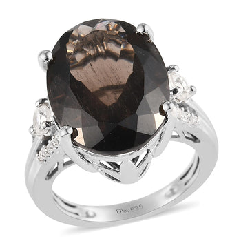 Columbianite and Natural White Zircon Ring in Platinum Over Sterling Silver 8.50 ctw - Product card gallery slide 1 (10177689026873)