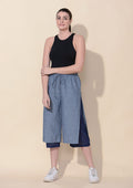 TAMSY Blue 100% Cotton Wide Leg Trouser with Lining -L - Sticky add to cart bar