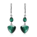African Malachite Fancy Earrings in Platinum Over Copper 13.60 ctw - Sticky add to cart bar