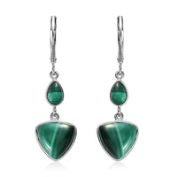 African Malachite Fancy Earrings in Platinum Over Copper 13.60 ctw