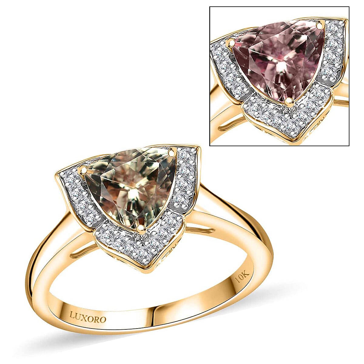 Certified & Appraised Luxoro AAA Turkizite and G-H I2 Diamond 2.38 ctw Ring in 10K Yellow Gold 4.27 Grams (Del. in 7-10 Days)