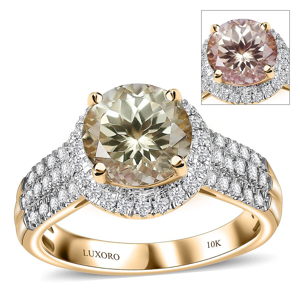 Certified & Appraised Luxoro AAA Turkizite and G-H I2 Diamond 3.00 ctw Ring in 10K Yellow Gold 4.25 Grams (Del. in 7-10 Days)
