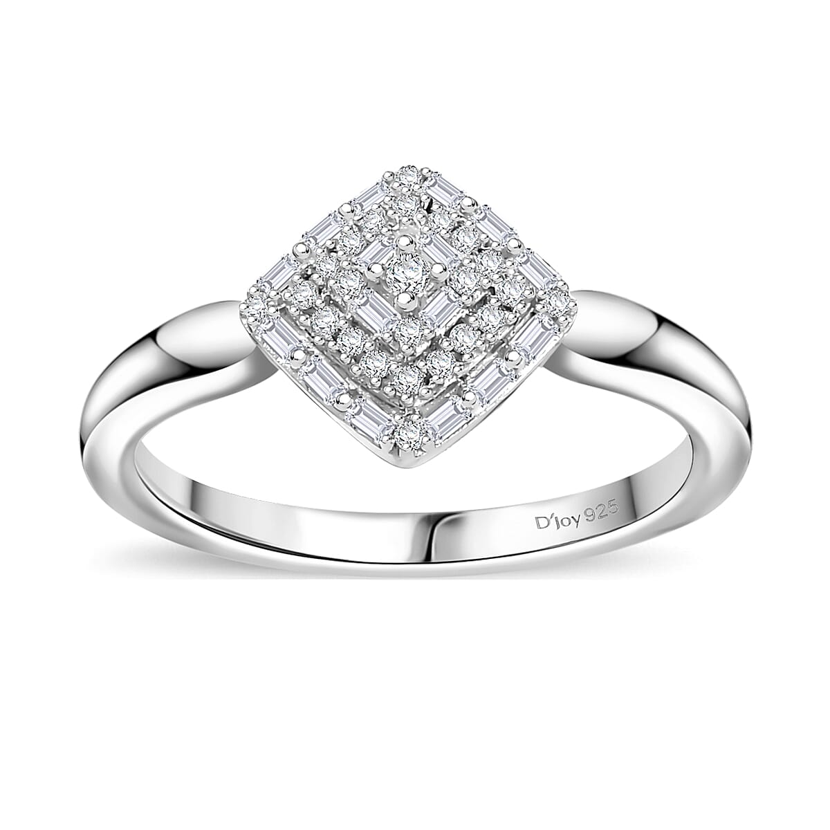 Doorbuster Diamond Fancy Ring in Rhodium Over Sterling Silver (Size 7.0) 0.15 ctw