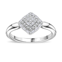 Doorbuster Diamond Fancy Ring in Rhodium Over Sterling Silver (Size 7.0) 0.15 ctw