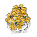 Tanzanian Canary Opal and Multi Gemstone 7.10 ctw Ring in Rhodium Over Sterling Silver - Sticky add to cart bar