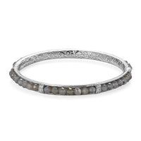 Malagasy Labradorite Bangle Bracelet in Stainless Steel (7.25 In) 21.30 ctw