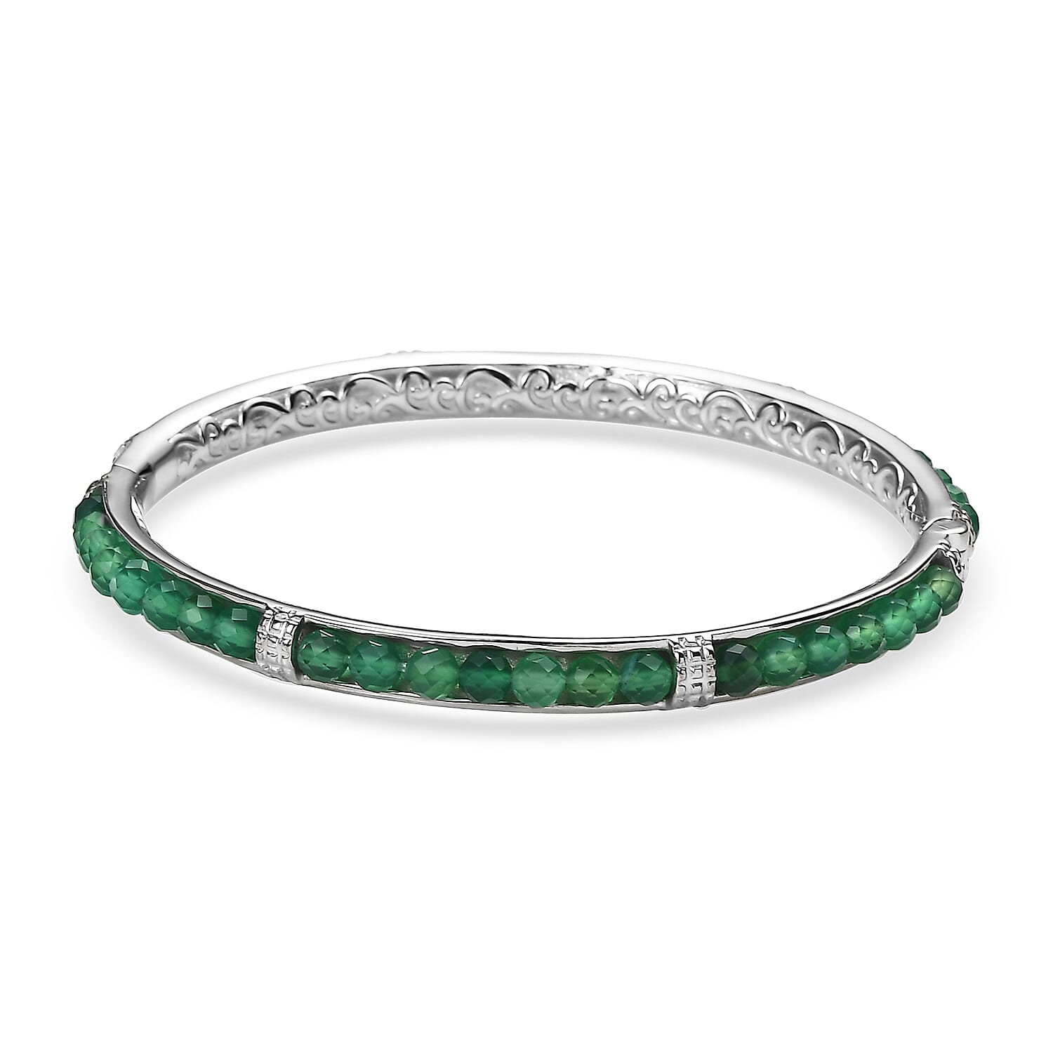 Kuisa Rainbow Moonstone 20.65 ctw Bangle Bracelet in Stainless Steel (7.25 In)