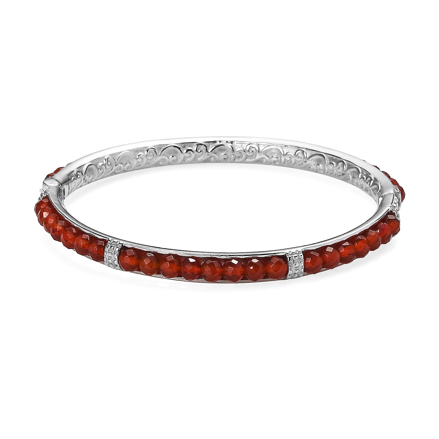 Kuisa Rainbow Moonstone 20.65 ctw Bangle Bracelet in Stainless Steel (7.25 In)