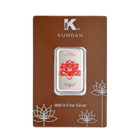 Kundan 999.9 Fine Silver Lotus Bar 20 Grams