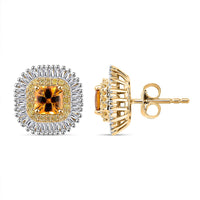 Certified & Appraised Luxoro AAA Songea Sapphire, I2 White and Yellow Diamond 2.45 ctw Double Halo Stud Earrings in 14K Yellow Gold