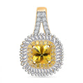 Luxoro AAA Madagascar Yellow Sapphire, I2 White and Yellow Diamond 1.45 ctw Double Halo Pendant without Chain in 14K Yellow Gold - Sticky add to cart bar