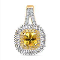 Luxoro AAA Madagascar Yellow Sapphire, I2 White and Yellow Diamond 1.45 ctw Double Halo Pendant without Chain in 14K Yellow Gold