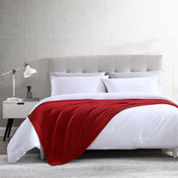 The Nesting Company Oak 100% Cotton Cable Knitted 50"x70" Throw - Red