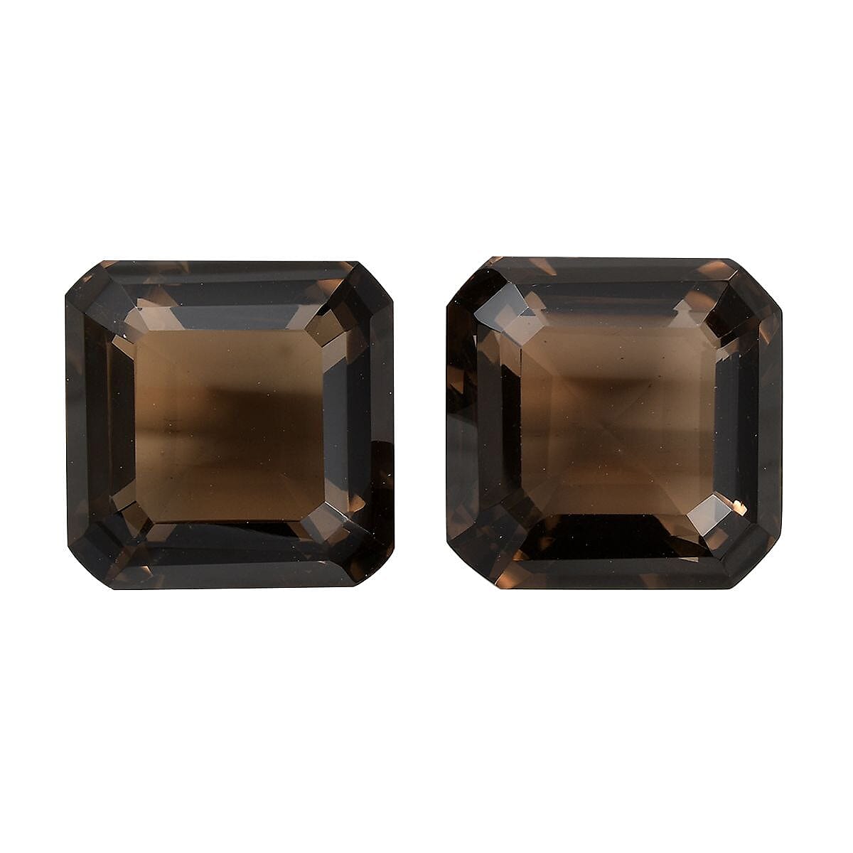 Asscher Cut Brazilian Smoky Quartz Set of 2 (Oct 14x14 mm) 26.19 ctw Loose Gemstone