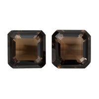 Asscher Cut Brazilian Smoky Quartz Set of 2 (Oct 14x14 mm) 26.19 ctw Loose Gemstone
