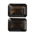 AA Brazilian Smoky Quartz Set of 2 (Oct 18x13 mm) 25.30 ctw Loose Gemstone - Sticky add to cart bar
