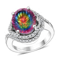 Premium Nebula Quartz Doublet, White Zircon Ring in Rhodium Over Sterling Silver (Size 10.0) 5.70 ctw - Sticky add to cart bar