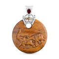 Sajen Silver Tiger Eye Carved and Multi Gemstone 70.50 ctw Elephant Pendant without Chain in Sterling Silver - Sticky add to cart bar