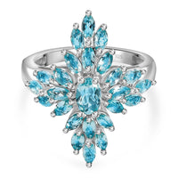 Lagoon Apatite 2.62 ctw Ring in Rhodium Over Sterling Silver (Size 11.5)