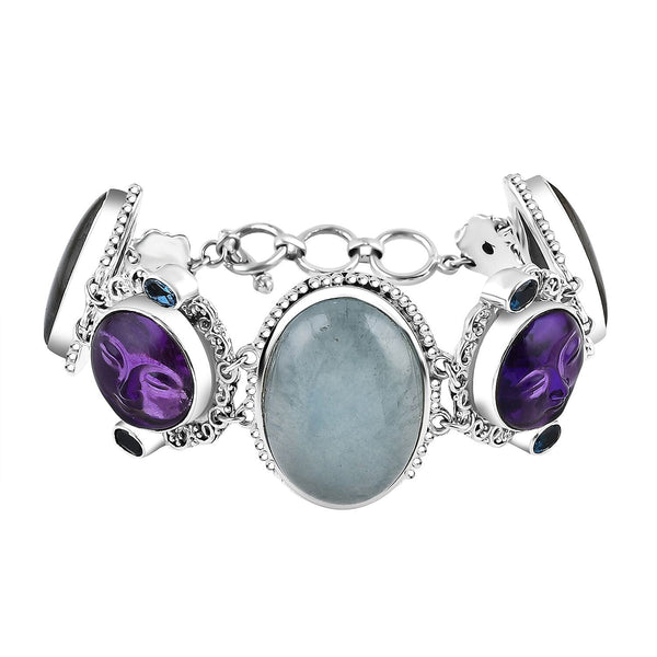 Epic Deal Sajen Silver Blue Calcite, Multi Gemstone Bracelet in Sterling Silver (6.50 In) 94.75 ctw - Product card gallery slide 1 (10177693450553)